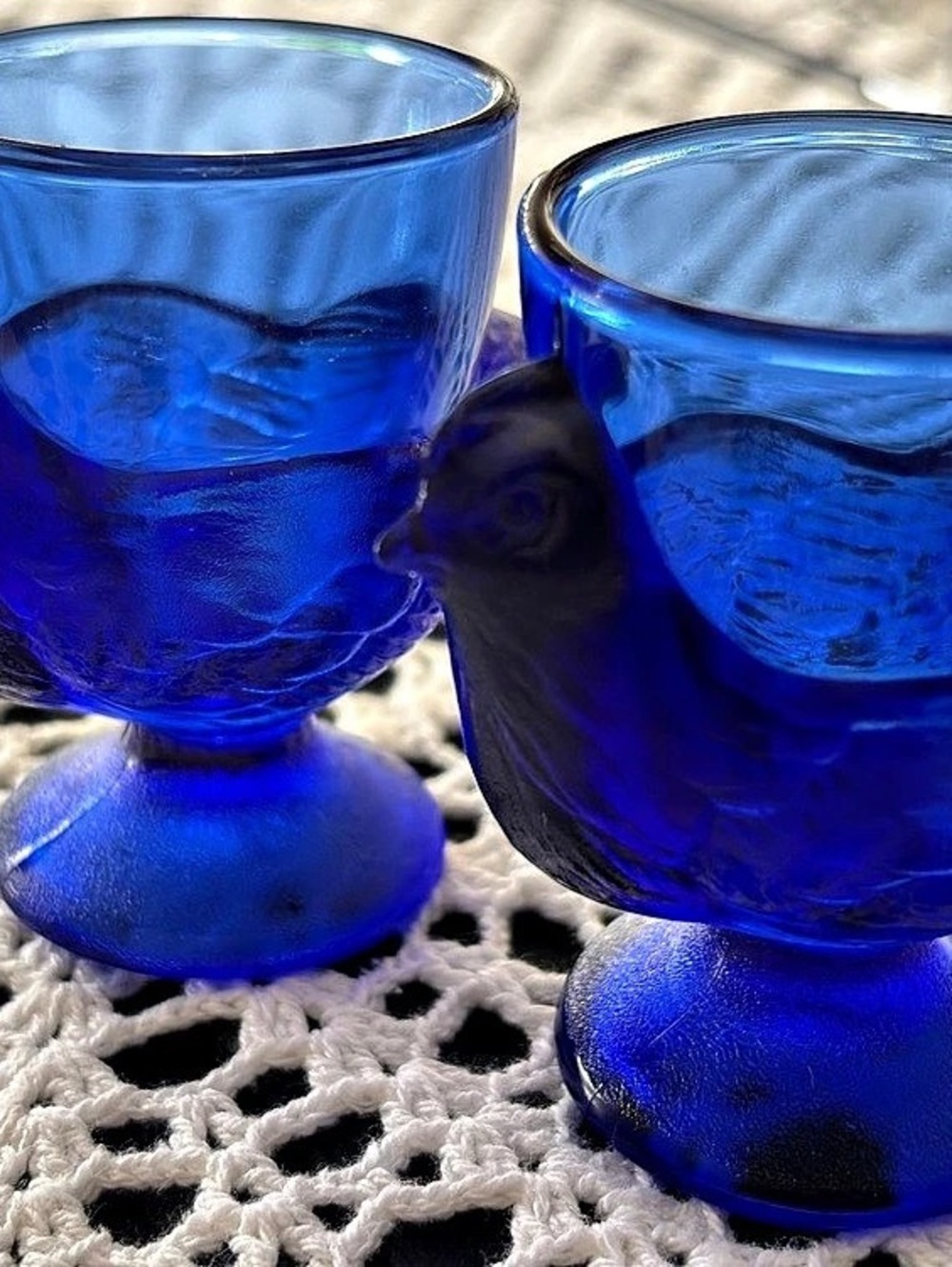 Cobalt blue🔷hen egg/candle holders~ 🔷Marked France🔷c1970/80’s 2 available